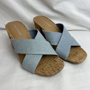 Lane Bryant Denim Clog Heels Size 8 Wide Blue/Tan